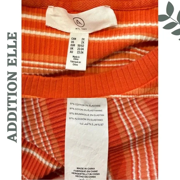 Addition Elle Ribbed Striped Long Sleeve Top 2X - Picture 8 of 8
